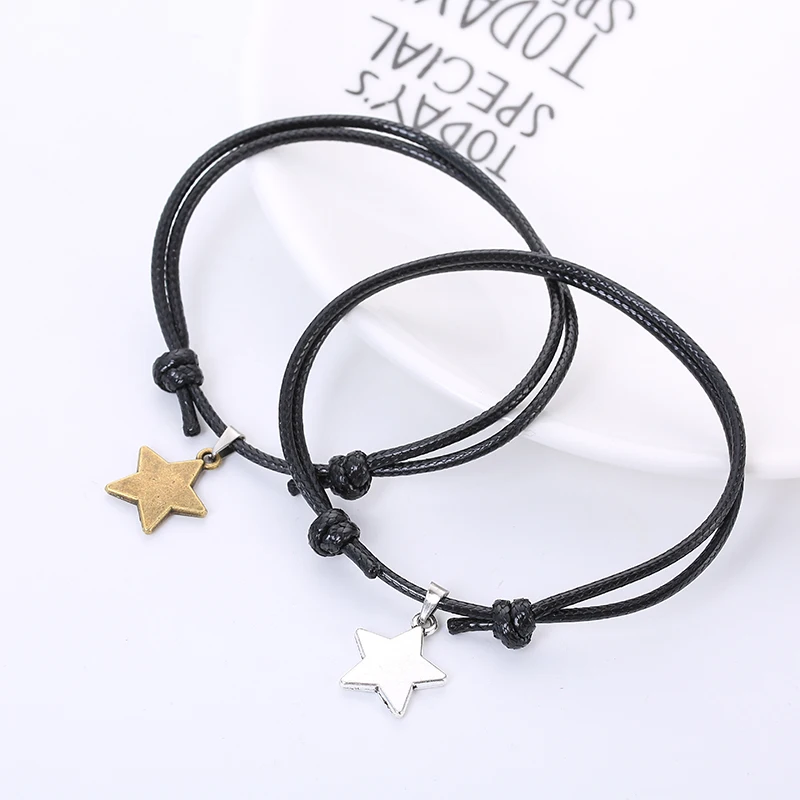 

Htzzy New Arrival Couple Anklets for Women and Men Vintage Rope Chain Stars Ankle Bracelet 2 PCs/Set Fashion Anklets Gifts