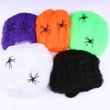 

Noctilucence Horrible Scary Luminous Spider Web Cobweb Bar Haunted House Scene Props Arranged Decor Halloween Party Decoration