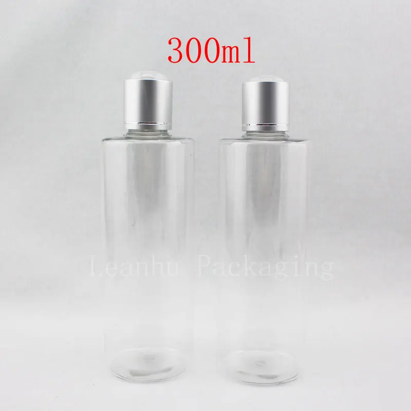 

300ml X 20 clear empty lotion cream plastic bottles,300cc aluminum disc top cap bottle for cosmetics DIY cream bottle container
