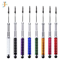 500 шт/лот Кристалл Выдвижной ремень дрель стилус гибкий емкостный сенсорный ручка для Iphone Ipad Air samsung Galaxy Tab