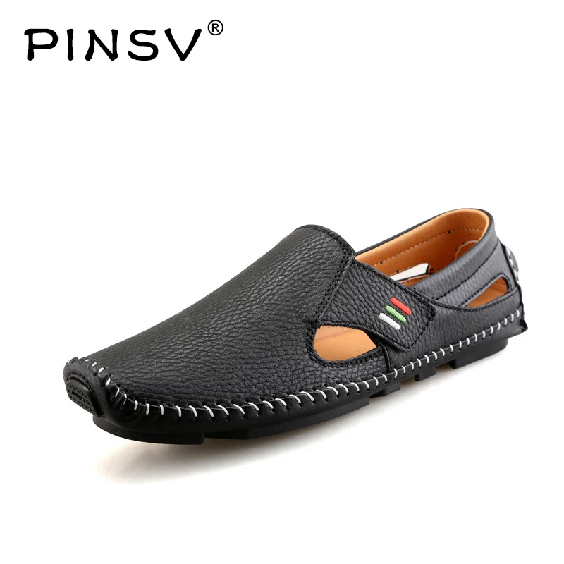 PINSV Big Size Mens Loafers Summer Hot Sale Men Casual Shoes Breathable Men Leather Shoes ...