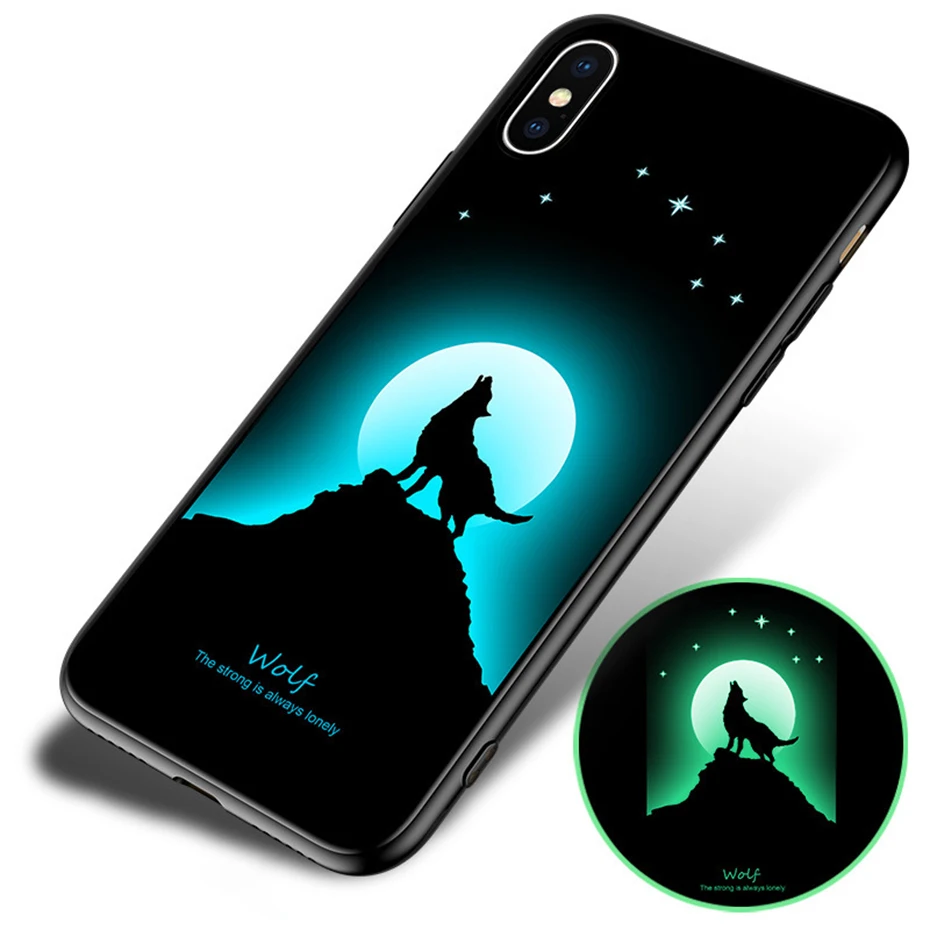 Светящийся чехол для Iphone X 7 Plus 6 6S окрашенный с картинкой из сериала Teen Wolf мягкий