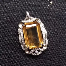 ON SALE only one real s925 silvery gems size 10*15mm real 925 silver natural citrine pendant for women pendants neckalces