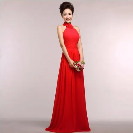 Высокая мода платье вечерние длинные шифоновые без рукавов дешевые сексуальные полуофициальное вечернее платье для выпускного вечера платья для особых случаев W1178 - Цвет: Красный