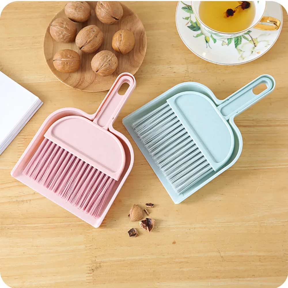 

New Fashion Mini Desktop Sweep Cleaning Brush Small Broom multi-function can be hanging desk Dustpan Set Hot Sale#ew