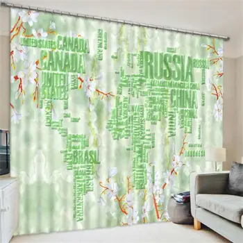 

World Map Race Car Garden 3d Scenic Livingroom Decor Curtains Home Darkening Drapes Chinese Window Curtains for Bedroom