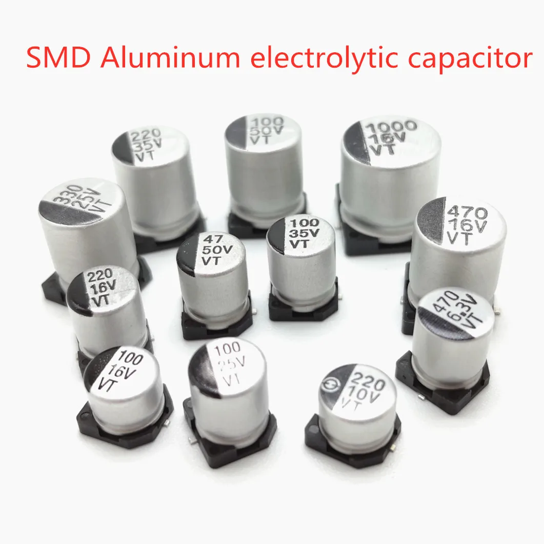 20 штук SMD 10 16 V 25 V 35 V 50 V 100 мкФ 220 мкФ 150 мкФ 220 мкФ 330 мкФ 470 мкФ 1000 мкФ SMD алюминиевый электролитический конденсатор