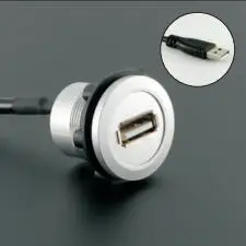 Разъем USB для установки на отверстие 22 мм гнездо A MALE с удлинительным кабелем (60 см