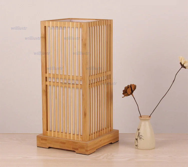 Japan Style Bamboo Table Lamp Handmade Desk Light Hotel Cafe Bistro Bar Restaurant Sitting Room Bedside Creative Wood Lighting