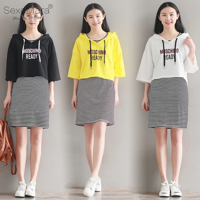 yellow and white striped two piece set