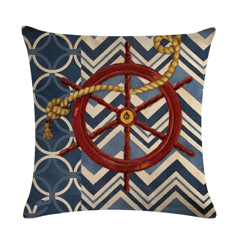 Чехол для подушки в стиле ретро, с рисунком компаса, с изображением якоря, морской корабль, декоративная наволочка, чехол Cojines Almofadas - Цвет: 12