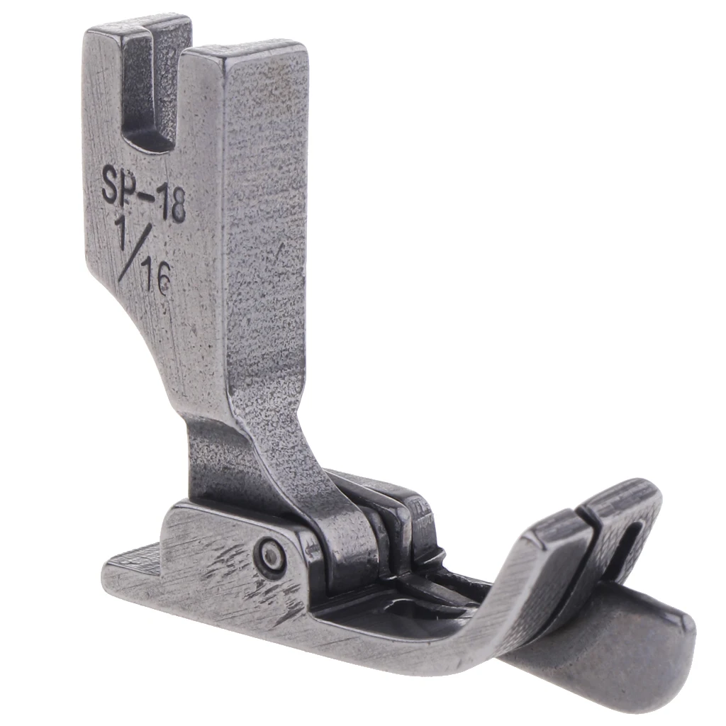 Silver Steel Industrial Sewing Machine Feet Hinged Presser Foot Sp-18 with Right Guide  Size 1/32 1/16 1/8 5/32 3/16 1/4