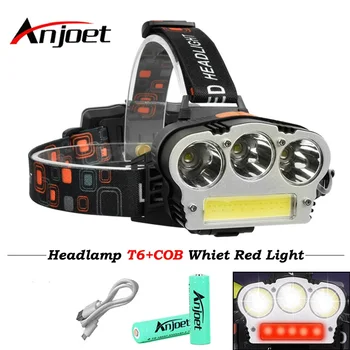 

Anjoet XML-T6x3+COB LED Headlamp Hunting Red light Fishing headlight LED Flashlight outdoors Tent Camping portable lamp lantern