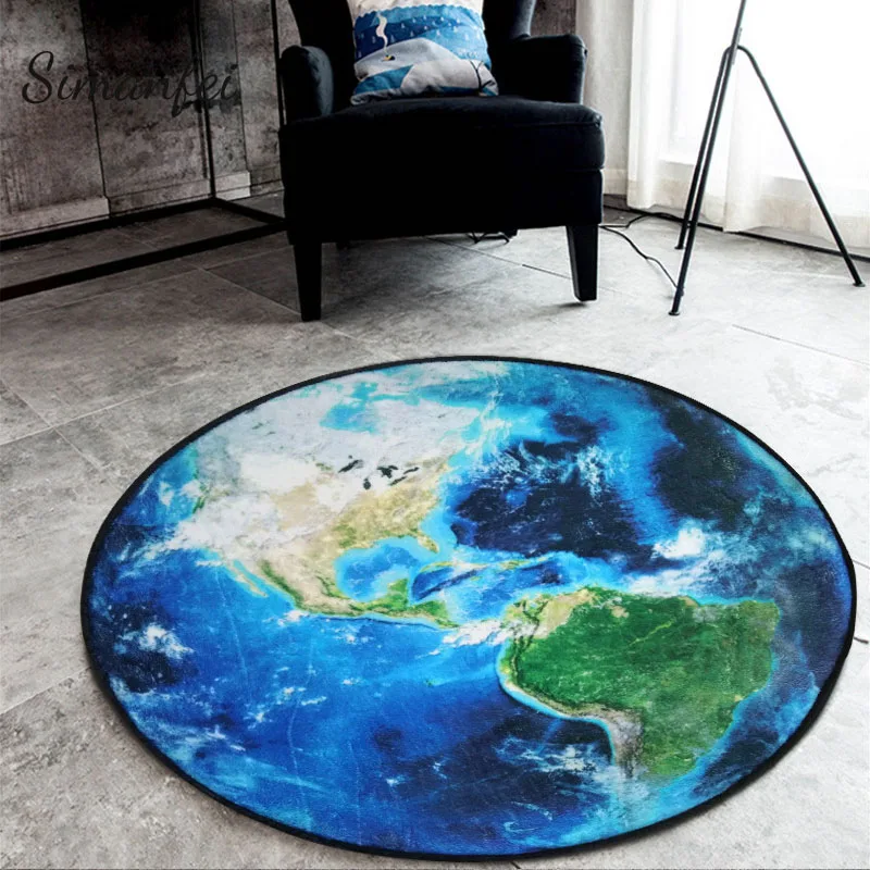 

Simanfei Moon Round Carpets Kids Room 2019 3D Printed Earth Planets Mat Anti-slip Circular Floor Rugs Computer Chair Mats Decor