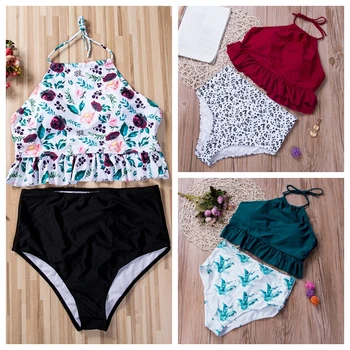 

Women Strappy Bikini Set Two Pieces Swimwear High Waist Bottom Swimwear Bathing Bandage Thong Swimsuit Swimwear