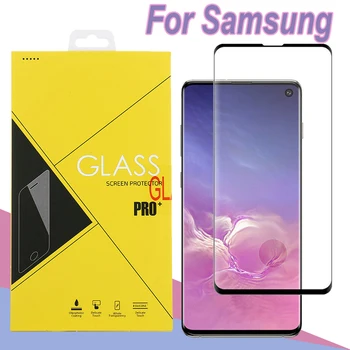 

50pcs Full Cover Curved Screen Protector Tempered Glass For Samsung Galaxy S10 E 5G Plus Anti-Scratch Film With Yellow Package