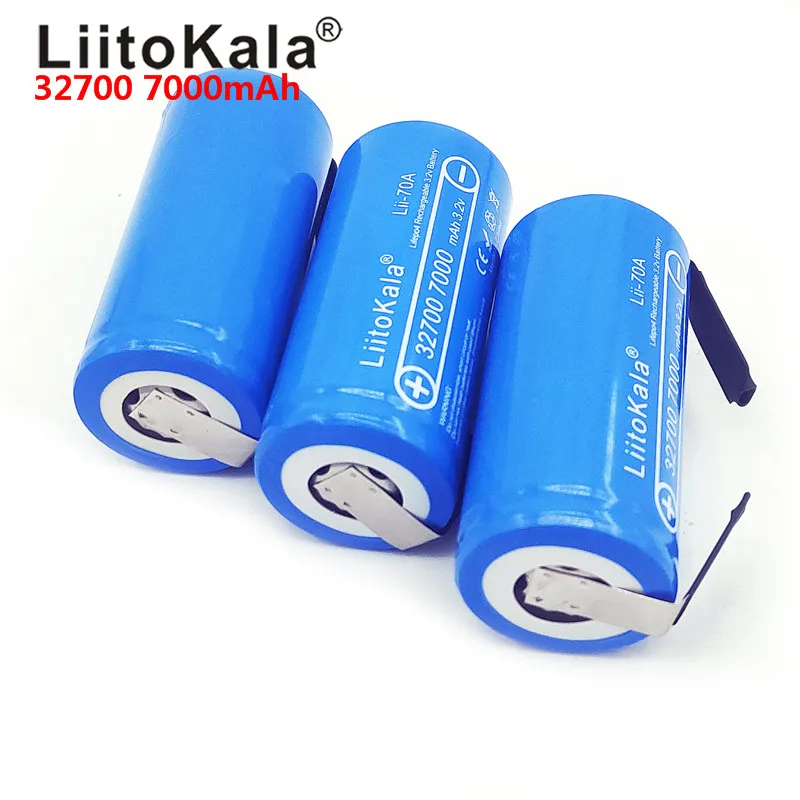 LiitoKala 3,2 V 32700 7000 mAh 6500 mAh LiFePO4 35A 55A аккумулятор высокой мощности непрерывный разряд батареи+ никелевые листы