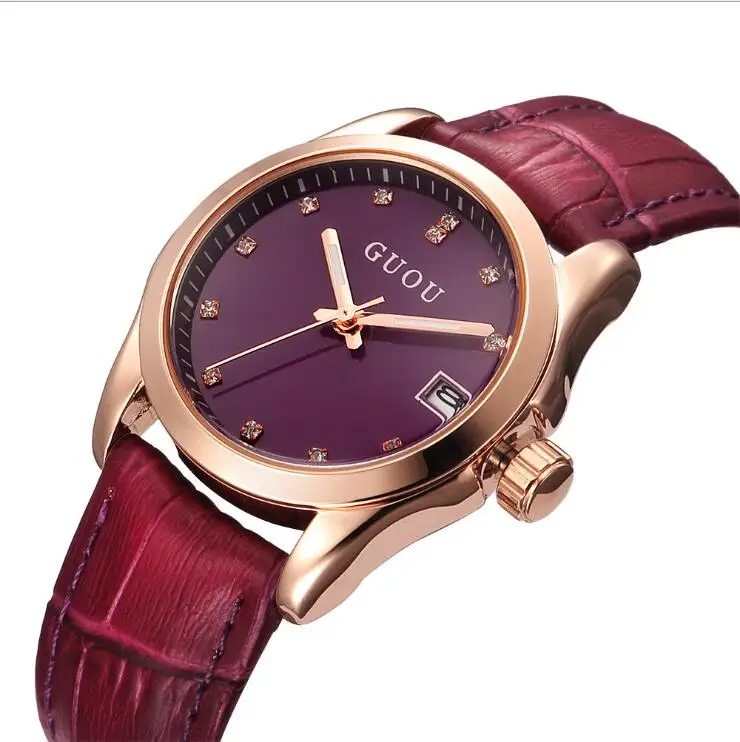 

Relogio Feminino GUOU Brand Women Watches Top Luxury Diamond Watch Fashion Modern Leather Ladies Watch Clock relogio Reloj Mujer