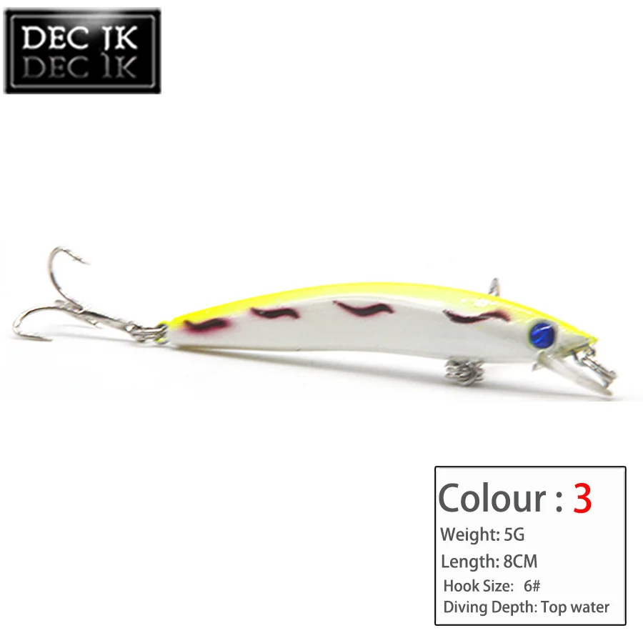 5PC Floating Plastic Hard Minnow Fishing Lure Artificial Fake Bait Swimbait Trolling Crankbaits Wobblers Saltwater Lures Tackle (12)