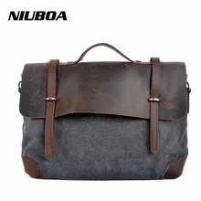 NIUBOA Fashion Retro Woman Men Messenger Bags High Quality Thick Cotton Canvas Add Leather Unisex Casual