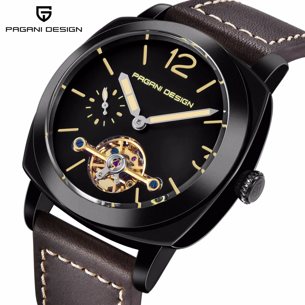 

PAGANI DESIGN Luxury Watch Men Automatic Mechanical Wristwatches Mens Tourbillon Leather Bracelet Waterproof Watches erkek saat