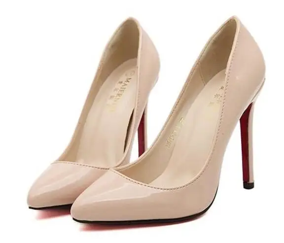 2016 Brand Nude High Heels Red Bottom Pumps Pointed Toe font b Party b font Bridal