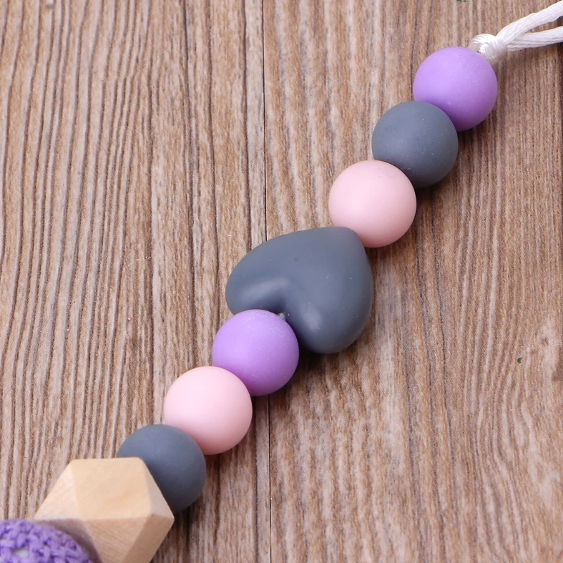 Cute Purple Baby Teething Dummy Pacifier Clip Infant Soother Nipple Strap Chain safe