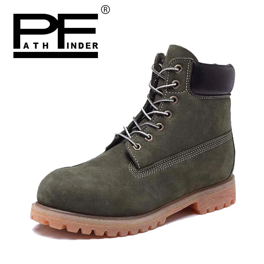 Pathfind Leather classic ankle snow Boots Waterproof Motorcycle Martin fashion timber font b shoes b font