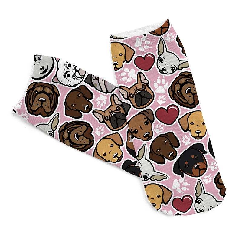 Новые женские носки Mew с 3D цифровой печатью Love dog модные милые короткие носки унисекс Женские короткие носки под платье Лидер продаж,, Прямая поставка
