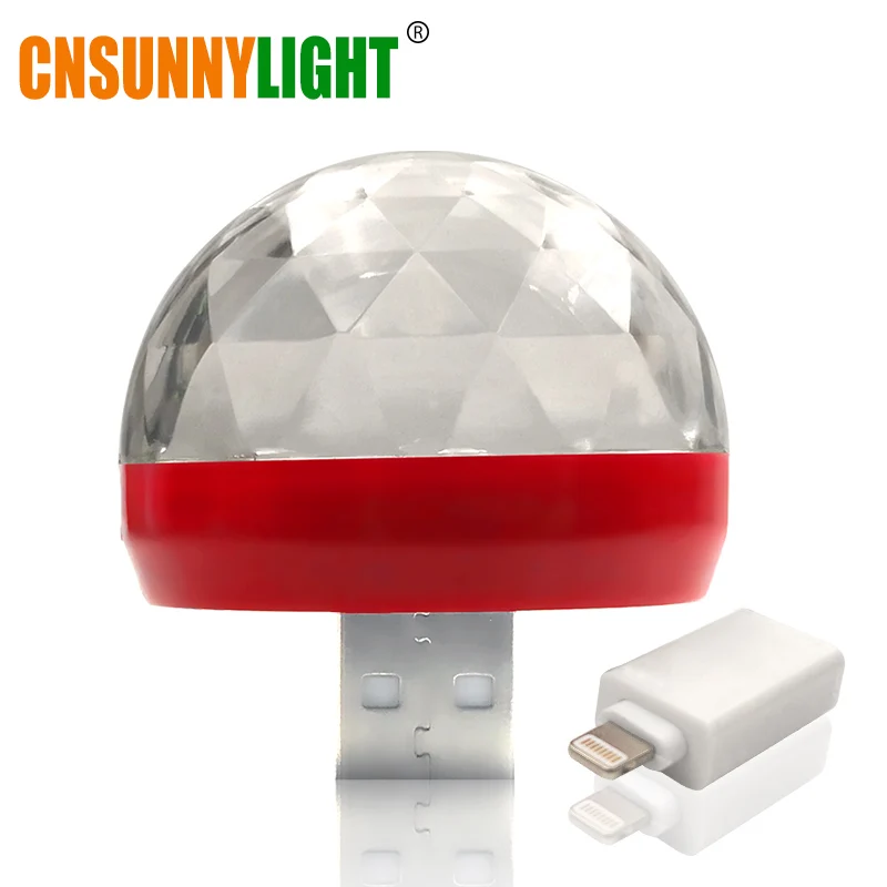 CNSUNNYLIGHT LED Car USB Atmosphere Light DJ RGB Mini Colorful Music Sound Lamp USB-C Phone Surface for Festival Party Karaoke - Испускаемый цвет: Red Apple plug