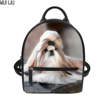 

Mini Backpacks Women PU Leather Shoulder Backpack for Female Kawaii Yorkshike Terrier Printed Animals Small Bagpack Girls Kids