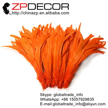 Zpdecor перья 100 шт./лот 30-35 см(12-14 дюймов) ручной Оранжевый петушиные перья окрашенные для Массовая для карнавального декора - Цвет: orange