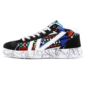 

Men Graffiti Hip Hop Skateboarding Shoes Women High top Street Style Youth Athletic Sport Shoes Male Outdoor Walking Sneakers