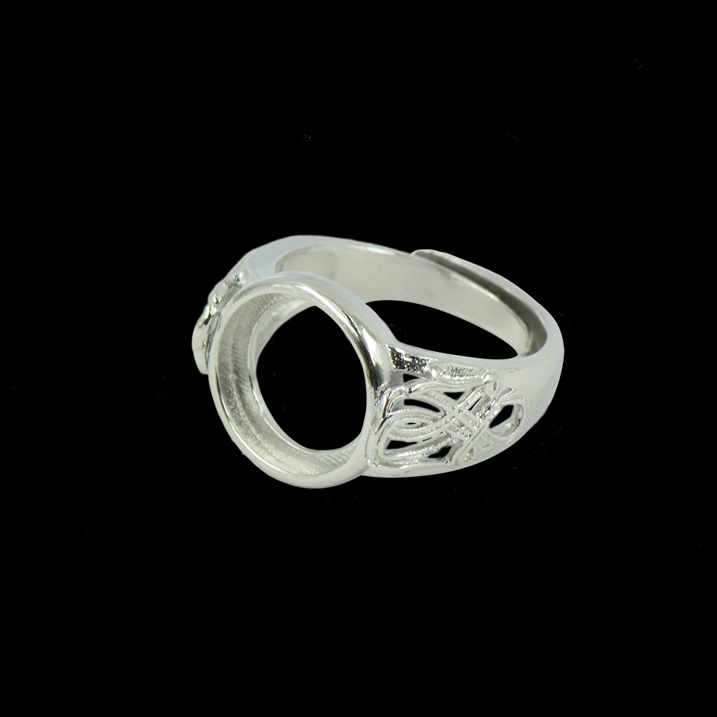 

Flower Design 12mm Round Bezel Adjustable Ring Blank Bases Setting DIY Jewelry Making Findings Crafts