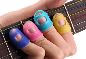 

4 em 1 Corda Da Guitarra de Silicone Protetor de Dedo Protetor de Dedo Fingerstall Esquerda Contra a Imprensa Dolorido Dedo Gui