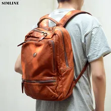 Genuine Leather Backpack Men Luxury Brand Vintage Men's Male Travel Backpacks Shoulder Laptop Bag School Bags Rucksack For Man
