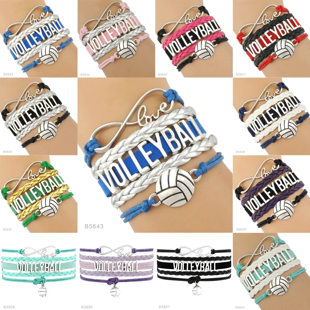 Bracelet Jewelry Volleyball Golf Sports Infinity Love Charm Handmade Adjustable for Women Men Boy