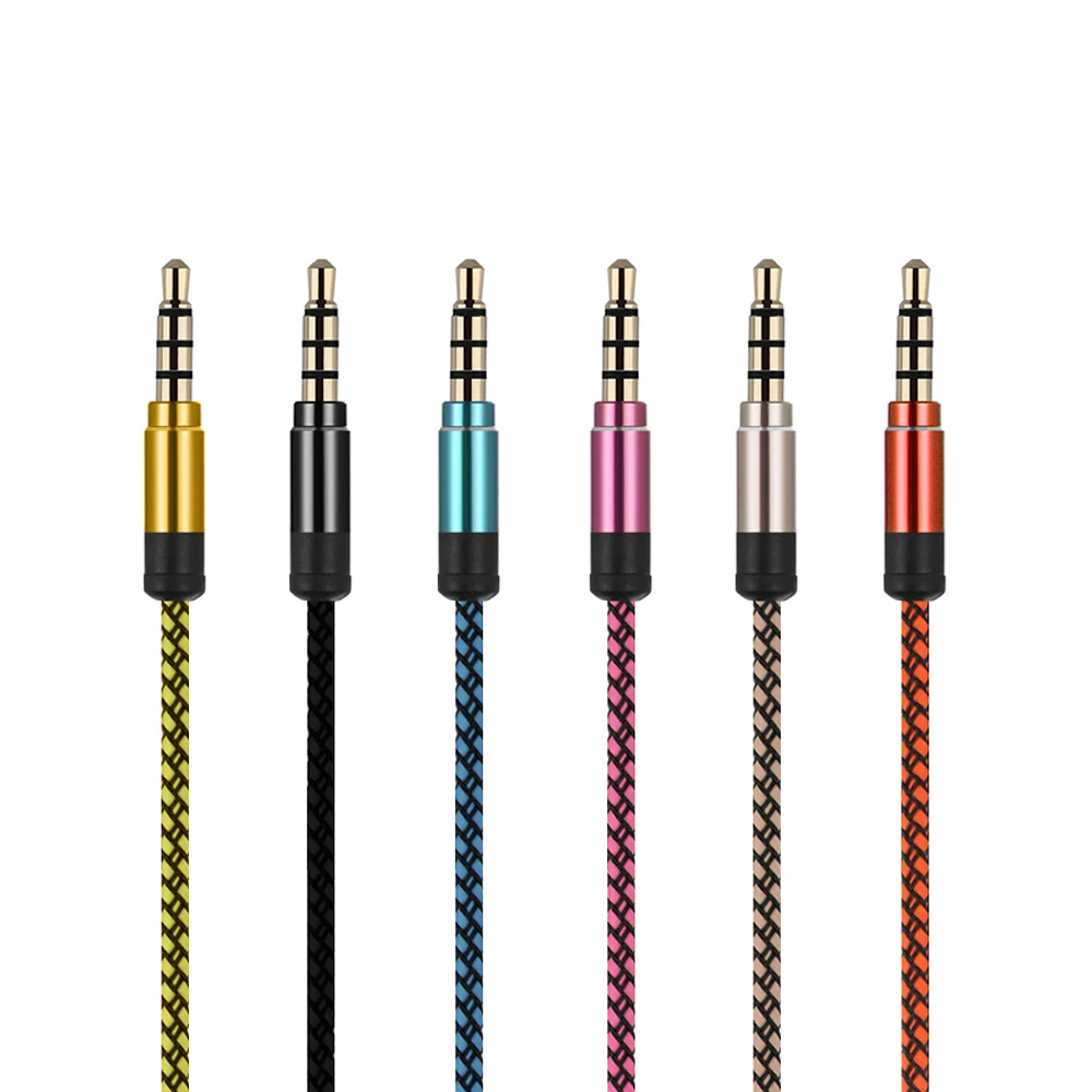 High Quality 3.5mm Male Aux Braided Cord Stereo Audio Cable F Smartphone Tablet