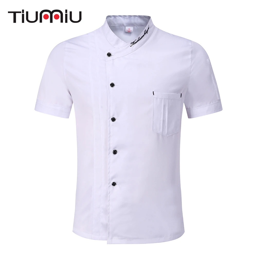 

3 Colors Wholesale Unisex Kitchen Chef Uniforms Bakery Food Service Short Sleeve Breathable Double Breasted Chef Jackets & Apron