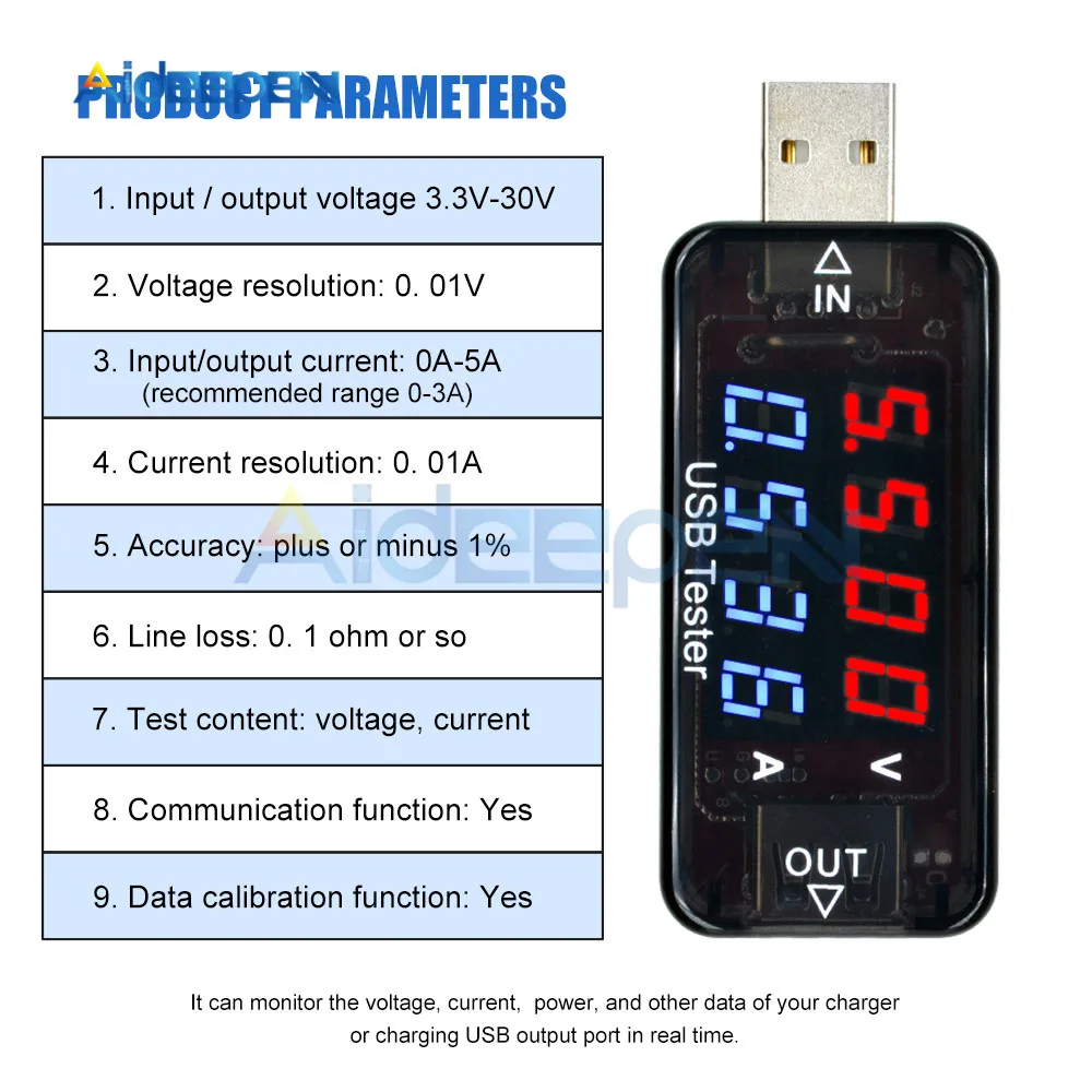 3/4 цифр USB зарядное устройство Доктор цифровой зарядки батареи Вольтметр Амперметр измеритель тока USB детектор умная функция