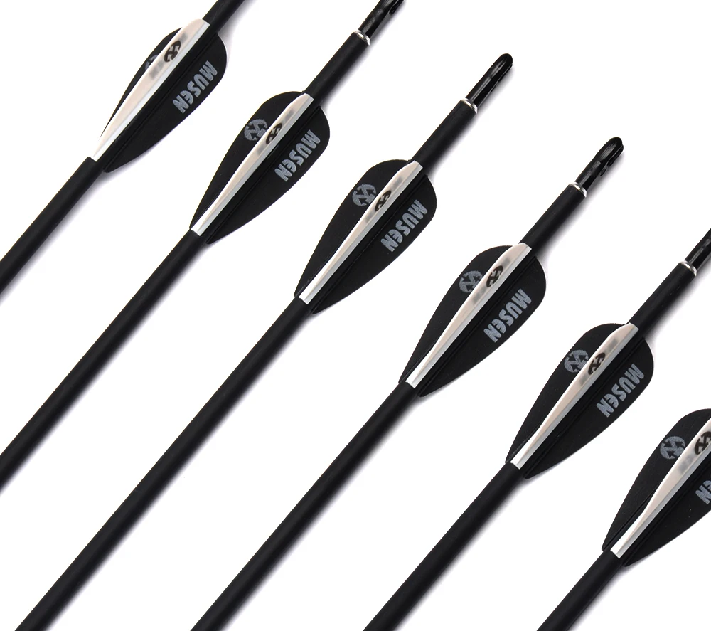 Online 6 12 24 stücke 80 cm Wirbelsäule 700 1000 Carbon Pfeile mit Schwarz und Weiß Feder für Verbindung  recurve Bogen Jagd Bogenschießen