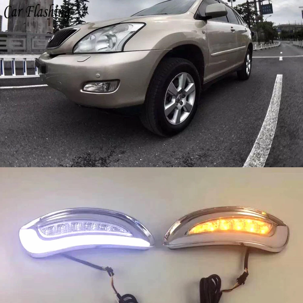 Car flashing 2Pcs LED DRL Daytime Running Lights With Turn Signal Lamp