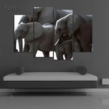 

4 Piece Canvas Art Elephant Painting Canvas Wall Art Picture Cuadros Decoracion Modern Painting Canvas Print Unframed