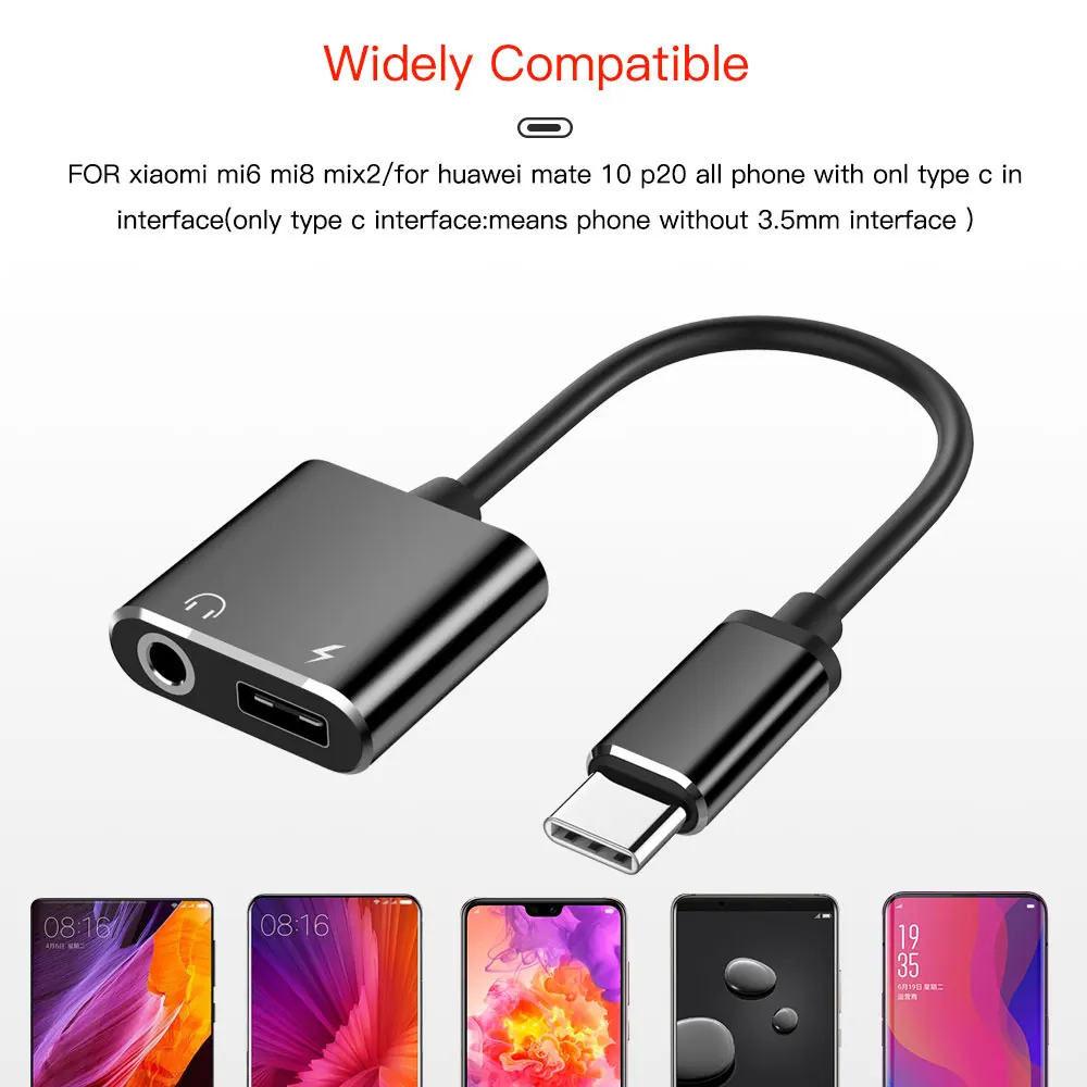 Type C To 3.5 mm Earphone Jack Adapter 2 in 1 USB C Audio Cable Converter Charging Splitter Headphone Adapter For Samsung Xiaomi