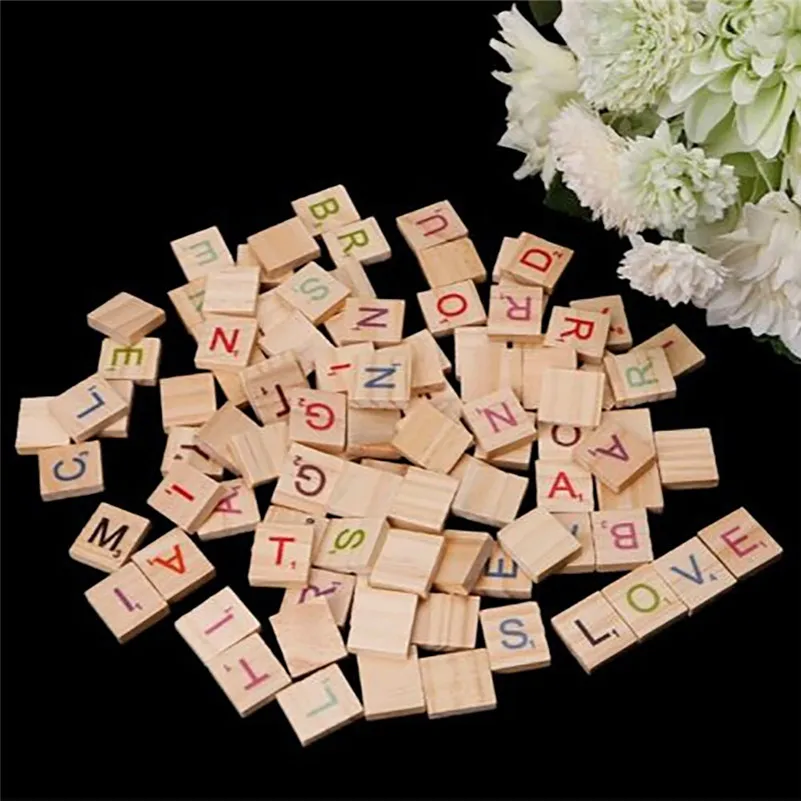 100X деревянный Scrabble Плитки красочные буквы, цифры для ремесел дерево алфавит игрушка juguetes Монтес Деревянные игрушки для маленьких детей QA