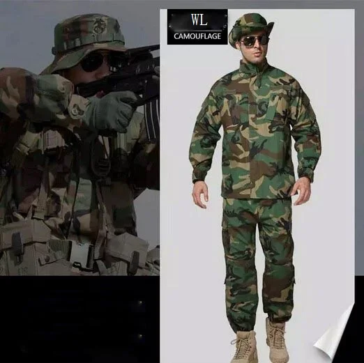 Airsfot охотничья тактическая армейская униформа комплект рубашка брюки Униформа Kryptek черный камуфляж Боевая униформа Военная уличная одежда - Цвет: WL