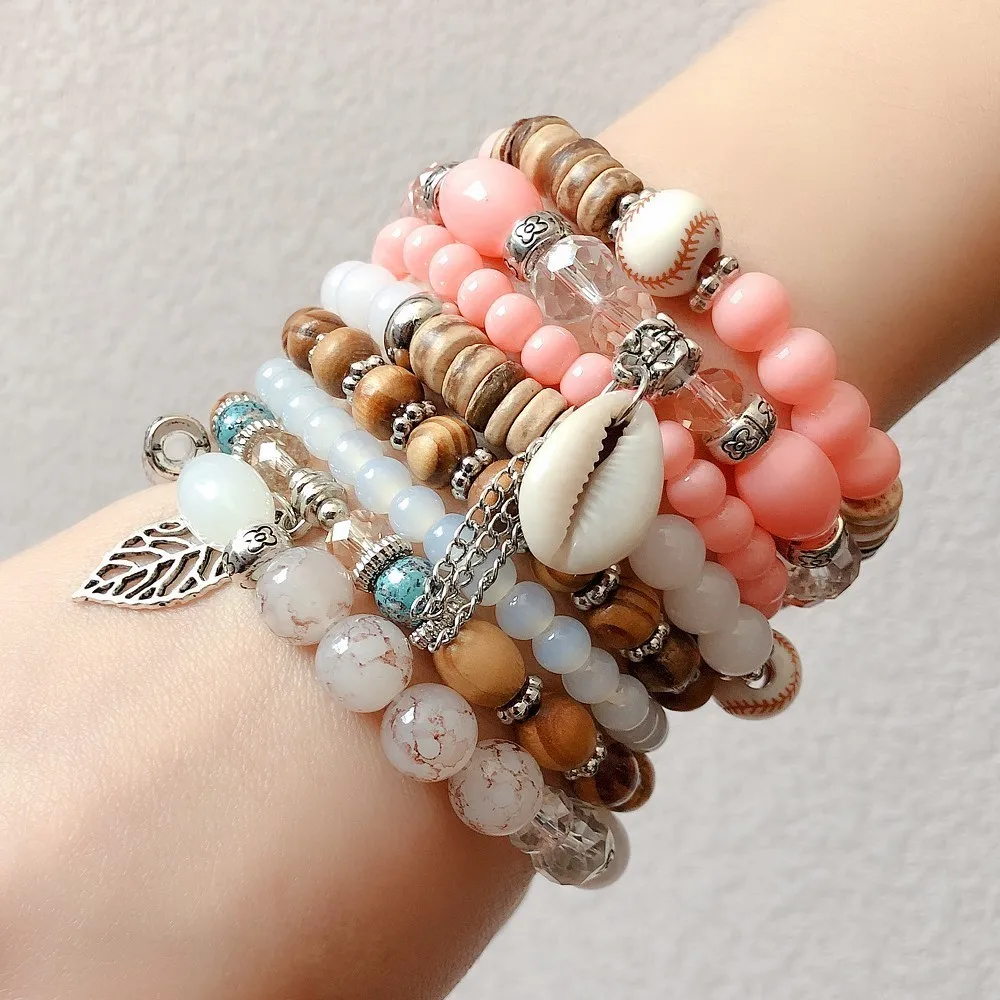 

Boho Charm Bracelets & Bangles for Women Vitage Beaded Tree Real Sell Strand Bracelet Multilayer Bracelet Femme 2019 New
