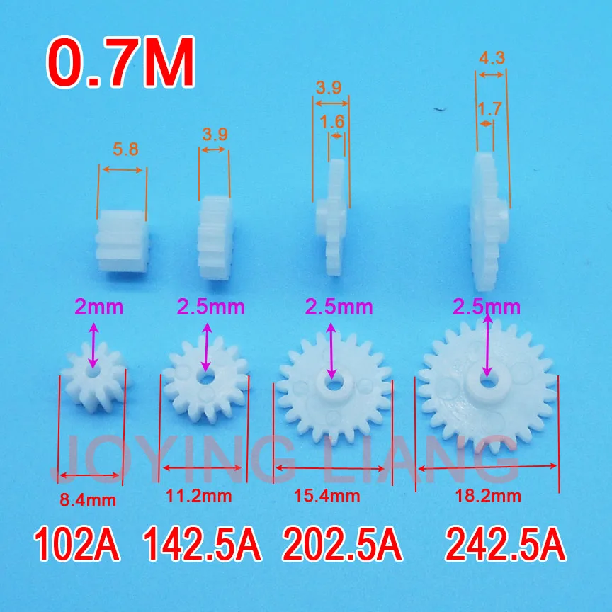 10 stks 0.7 m 102A 142.5A 202.5A 242.5A Tandwielen Motor Onderdelen Accepteren Retail en Groothandel