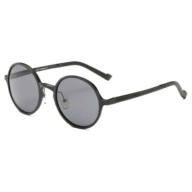 Черные металлические поляризационные солнцезащитные очки, готические, стимпанк, мужские, женские, модные, Ретро стиль, маленькие, винтажные, круглые очки, оттенки - Цвет линз: black black
