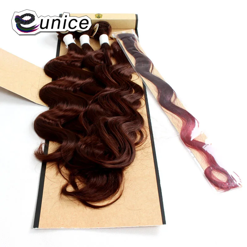 Synthetic Hair Extensions With One Closure Natural Body Wave Weft Hair Weaving Ombre Hair Weave  (61)